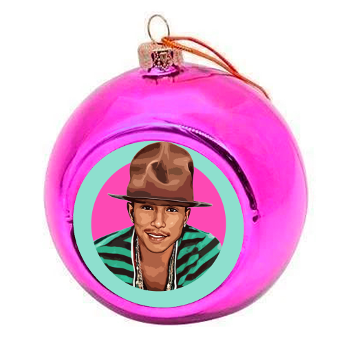 Pharrell - colourful christmas bauble by DOLLY WOLFE