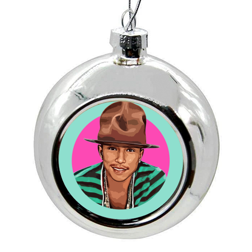 Pharrell - colourful christmas bauble by DOLLY WOLFE