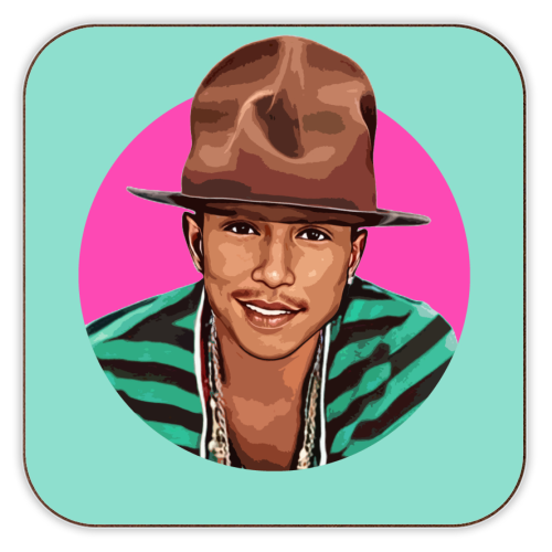 Pharrell - personalised beer coaster by DOLLY WOLFE