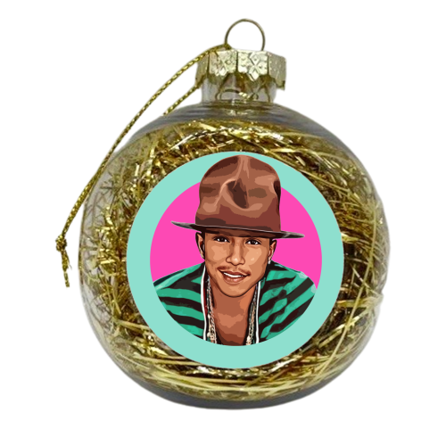 Pharrell - xmas bauble by DOLLY WOLFE
