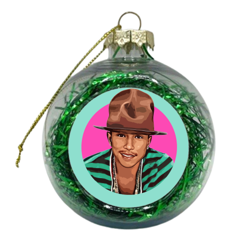 Pharrell - xmas bauble by DOLLY WOLFE