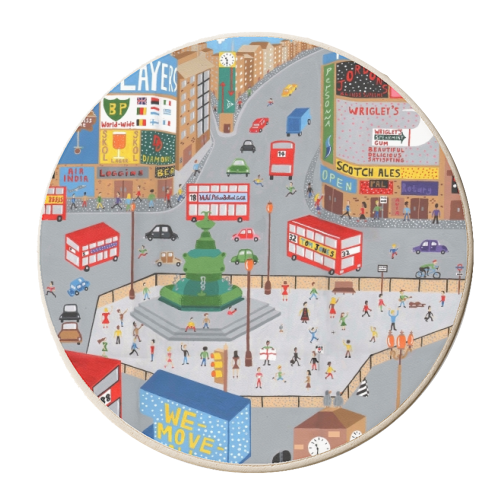 Piccadilly Circus in the 60's. - personalised beer coaster by Mohan Ballard
