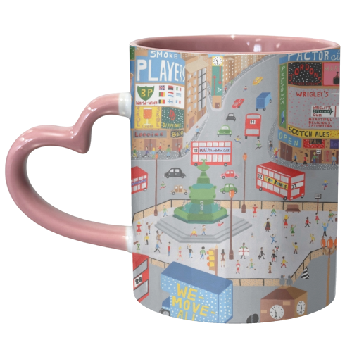 Piccadilly Circus in the 60's. - unique mug by Mohan Ballard