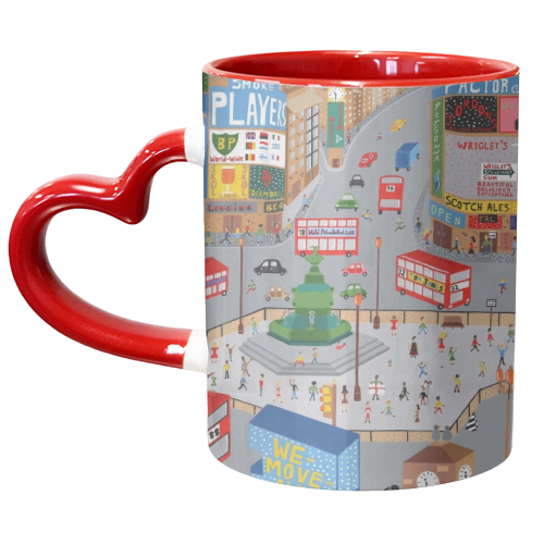 Piccadilly Circus in the 60's. - unique mug by Mohan Ballard