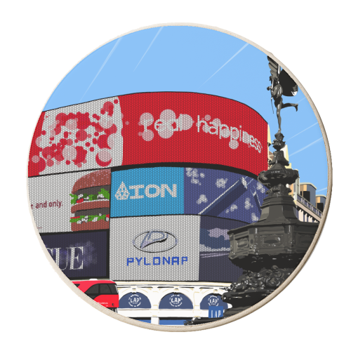Piccadilly Circus - personalised beer coaster by Richard O'Neill
