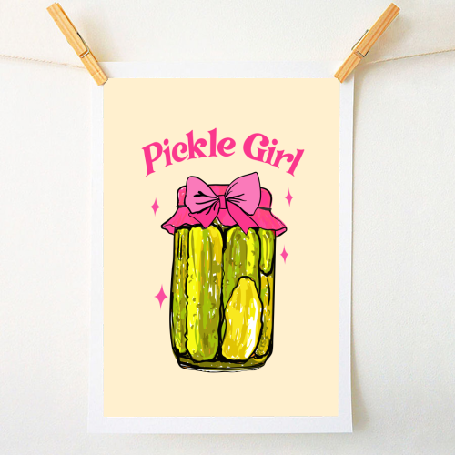 Pickle Girl - Coquette Retro Illustration - A1 - A4 art print by EZbie