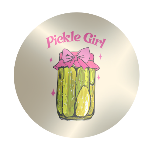 Pickle Girl - Coquette Retro Illustration - Circle Sticker by EZbie