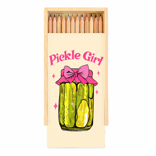 Pickle Girl - Coquette Retro Illustration - Coloured Pencils with Box by EZbie