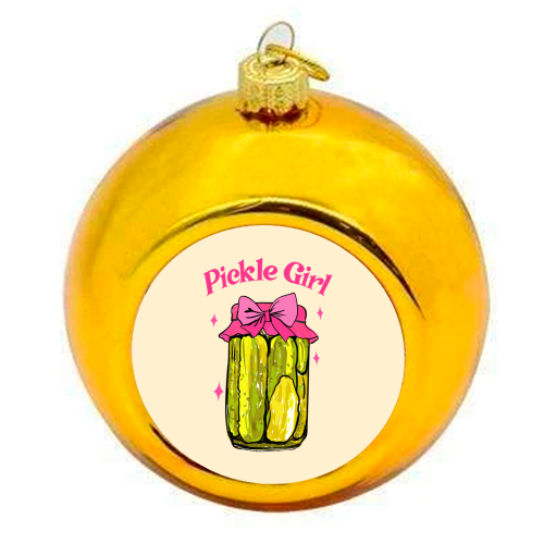 Pickle Girl - Coquette Retro Illustration - colourful christmas bauble by EZbie
