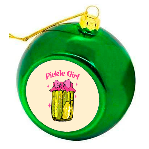 Pickle Girl - Coquette Retro Illustration - colourful christmas bauble by EZbie