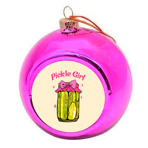 Pickle Girl - Coquette Retro Illustration - colourful christmas bauble by EZbie