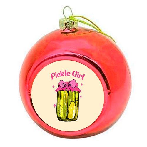 Pickle Girl - Coquette Retro Illustration - colourful christmas bauble by EZbie