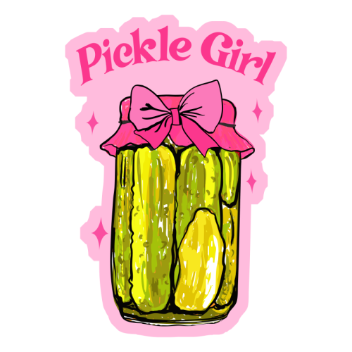 Pickle Girl - Coquette Retro Illustration - Die Cut Sticker by EZbie