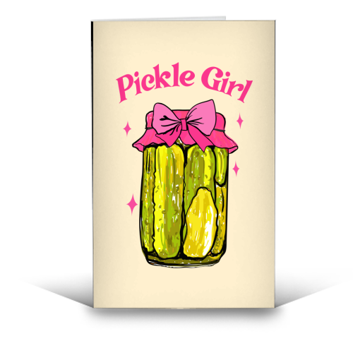 Pickle Girl - Coquette Retro Illustration - funny greeting card by EZbie