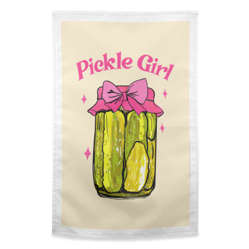 Pickle Girl - Coquette Retro Illustration - funny tea towel by EZbie