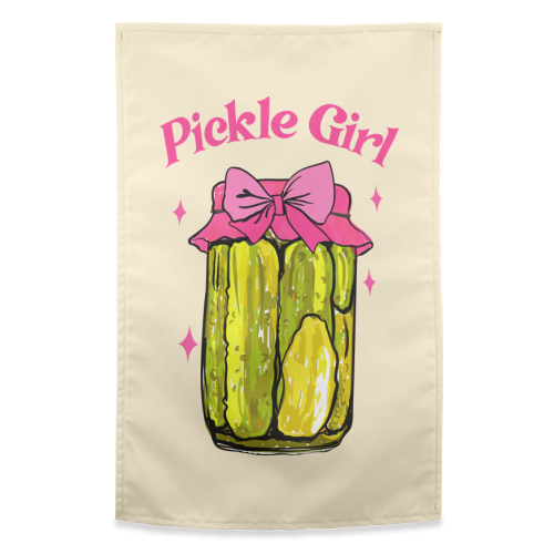 Pickle Girl - Coquette Retro Illustration - funny tea towel by EZbie