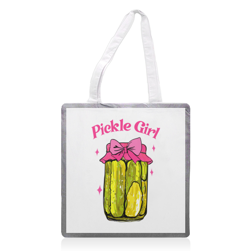 Pickle Girl - Coquette Retro Illustration - printed canvas tote bag by EZbie