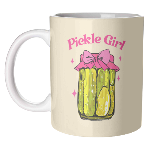 Pickle Girl - Coquette Retro Illustration - unique mug by EZbie