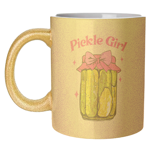 Pickle Girl - Coquette Retro Illustration - unique mug by EZbie