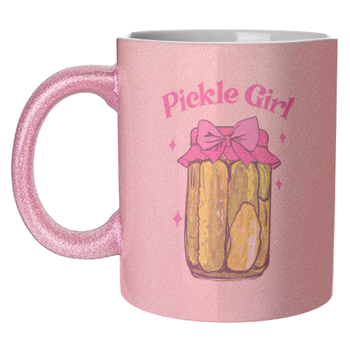 Pickle Girl - Coquette Retro Illustration - unique mug by EZbie