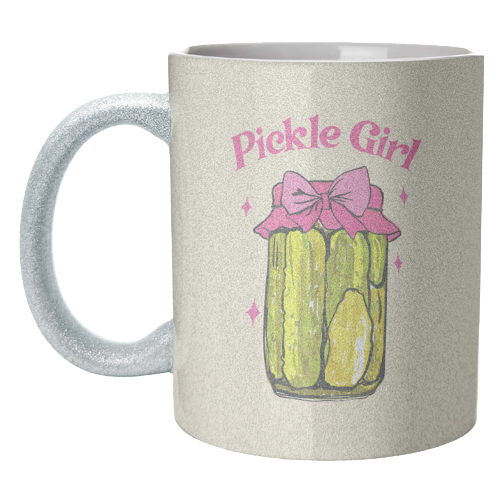 Pickle Girl - Coquette Retro Illustration - unique mug by EZbie