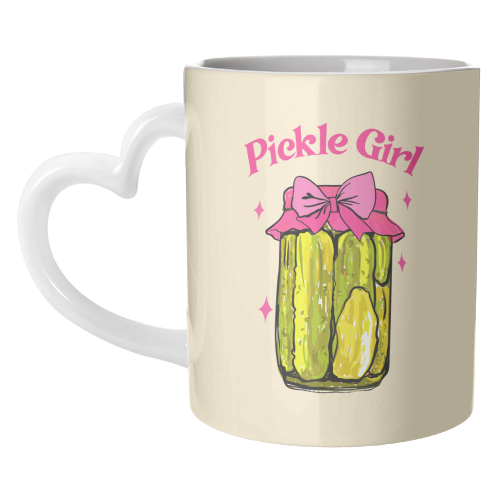 Pickle Girl - Coquette Retro Illustration - unique mug by EZbie