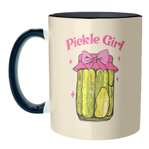 Pickle Girl - Coquette Retro Illustration - unique mug by EZbie