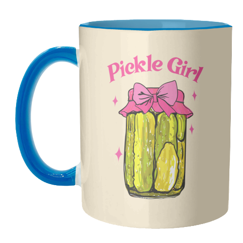 Pickle Girl - Coquette Retro Illustration - unique mug by EZbie