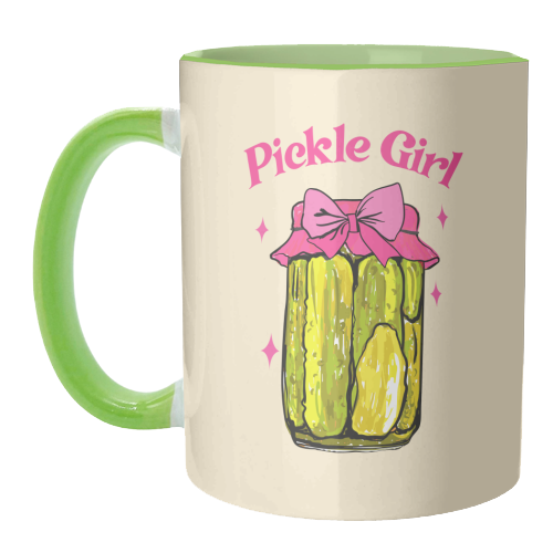 Pickle Girl - Coquette Retro Illustration - unique mug by EZbie
