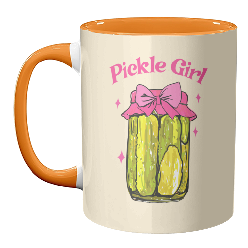 Pickle Girl - Coquette Retro Illustration - unique mug by EZbie