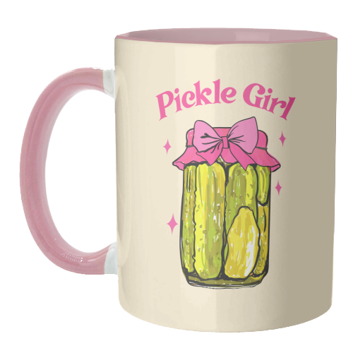 Pickle Girl - Coquette Retro Illustration - unique mug by EZbie