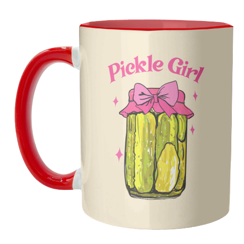 Pickle Girl - Coquette Retro Illustration - unique mug by EZbie