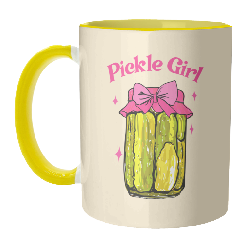 Pickle Girl - Coquette Retro Illustration - unique mug by EZbie
