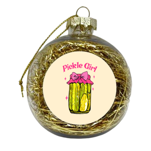 Pickle Girl - Coquette Retro Illustration - xmas bauble by EZbie