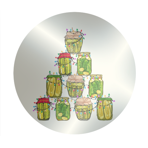 Pickle Jar Christmas Tree with Lights - Circle Sticker by EZbie