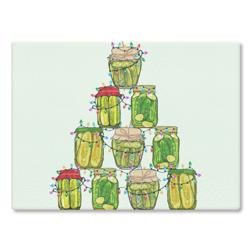 Pickle Jar Christmas Tree with Lights - glass chopping board by EZbie