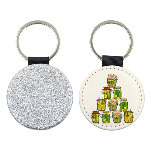 Pickle Jar Christmas Tree with Lights - keyring by EZbie