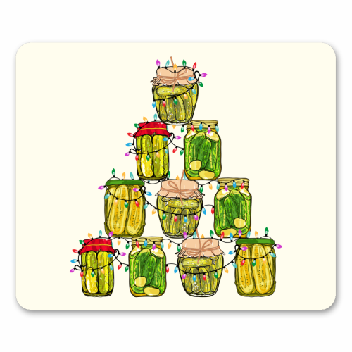 Pickle Jar Christmas Tree with Lights - mouse mat by EZbie
