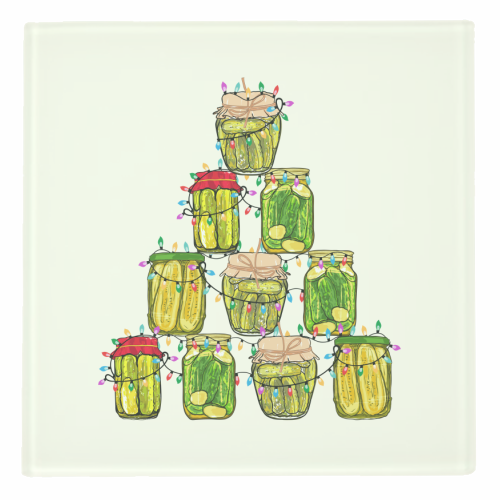 Pickle Jar Christmas Tree with Lights - personalised beer coaster by EZbie