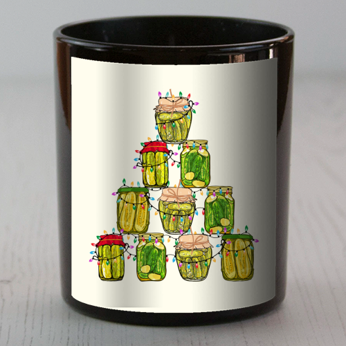 Pickle Jar Christmas Tree with Lights - scented candle by EZbie