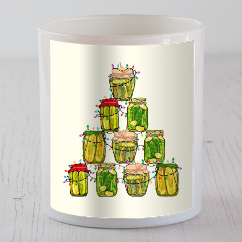 Pickle Jar Christmas Tree with Lights - scented candle by EZbie