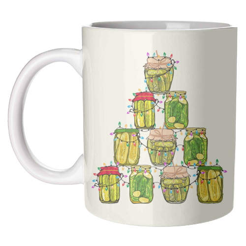 Pickle Jar Christmas Tree with Lights - unique mug by EZbie