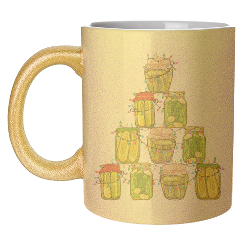 Pickle Jar Christmas Tree with Lights - unique mug by EZbie