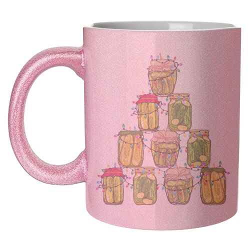 Pickle Jar Christmas Tree with Lights - unique mug by EZbie