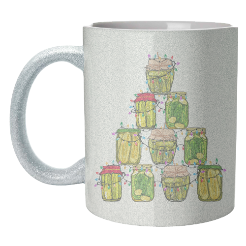Pickle Jar Christmas Tree with Lights - unique mug by EZbie