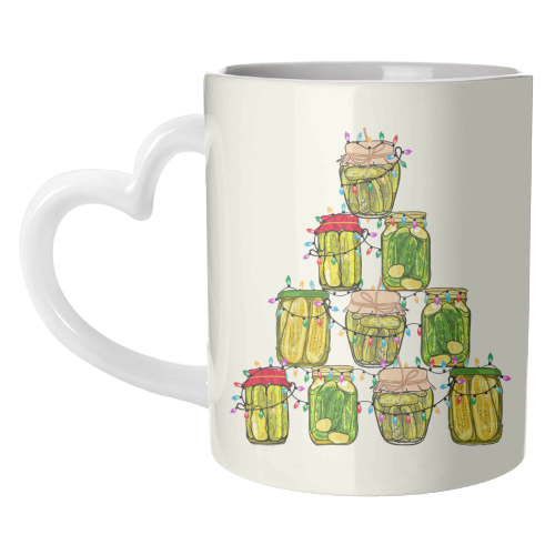 Pickle Jar Christmas Tree with Lights - unique mug by EZbie