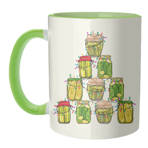 Pickle Jar Christmas Tree with Lights - unique mug by EZbie