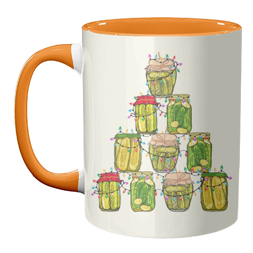 Pickle Jar Christmas Tree with Lights - unique mug by EZbie