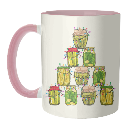 Pickle Jar Christmas Tree with Lights - unique mug by EZbie