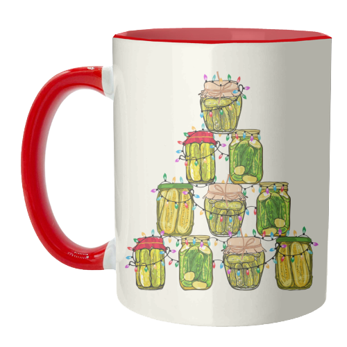 Pickle Jar Christmas Tree with Lights - unique mug by EZbie